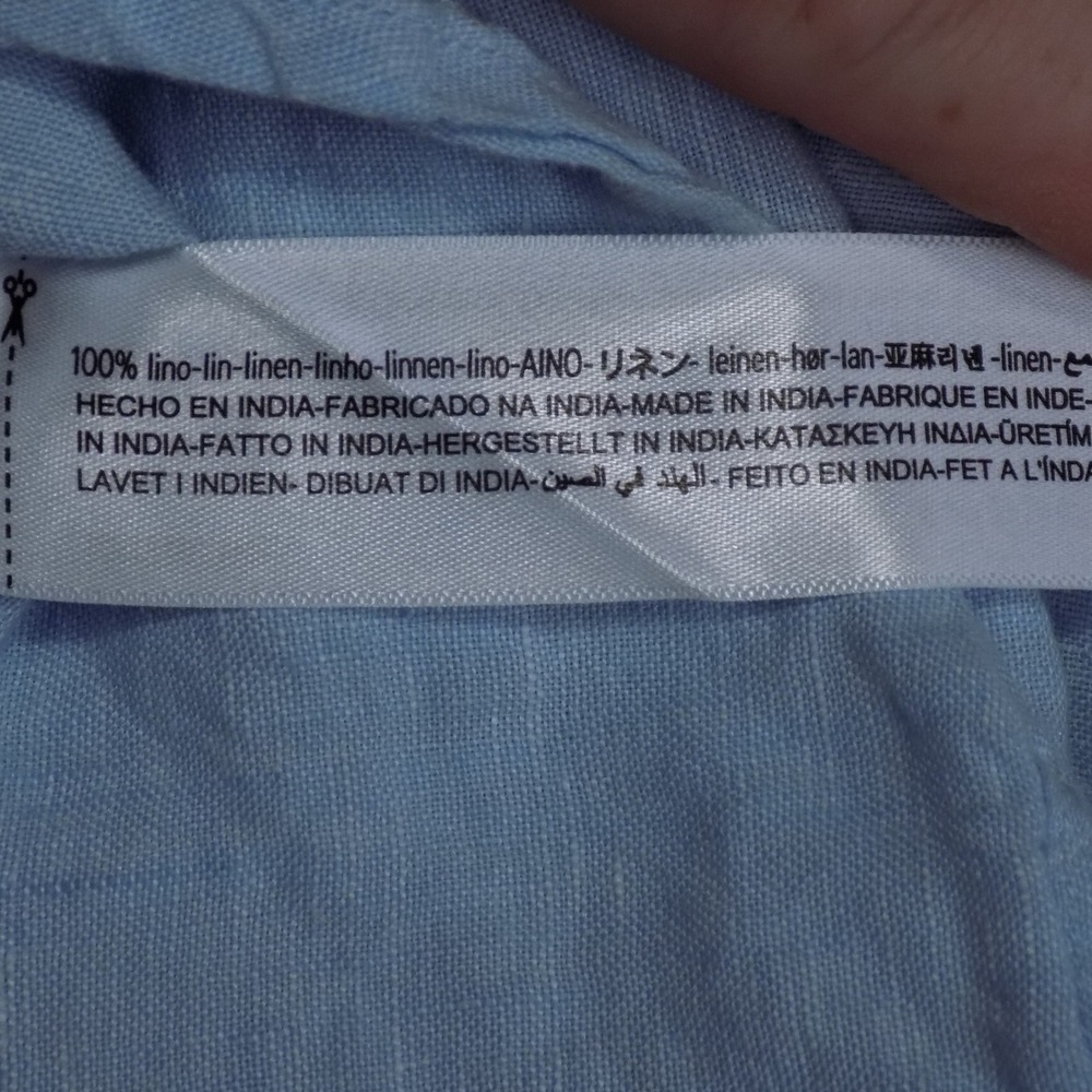 Porter & Ash Linen Shirt Mens M Light Blue Short Sleeve Button Down EUC - Picture 5 of 7